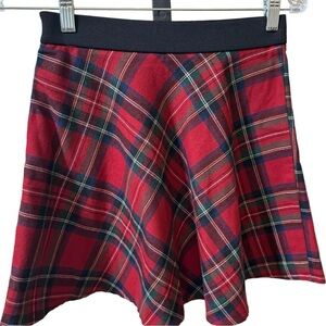 FOREVER 21 Tartan Plain Flare Mini Skirt Women's Size Small Red Green Blue